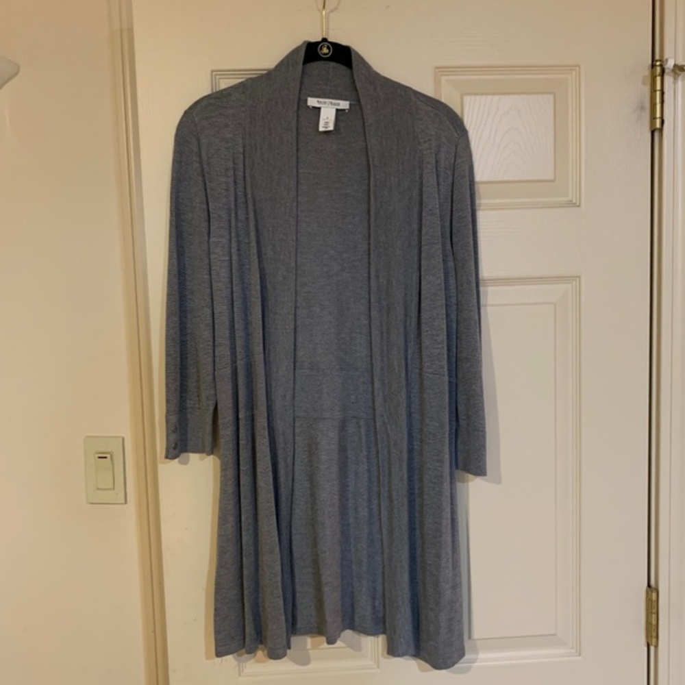 White House Black Market Gray long Cardigan Sweater sz S